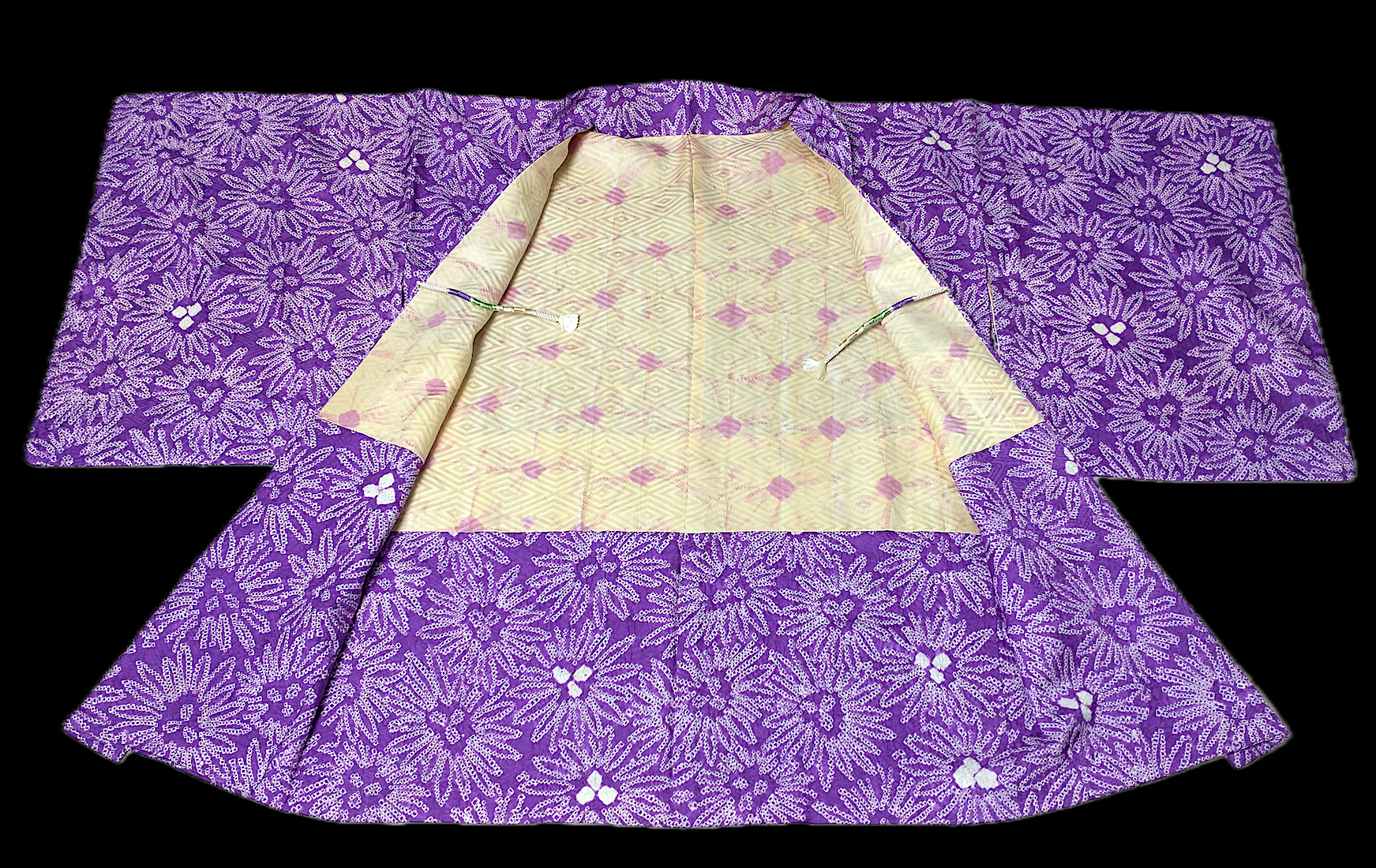 Haori (12)lila,blommor,Shibori - Image 3